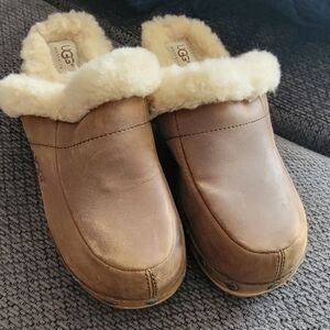 UGG Brown Shearling Lined Clogs